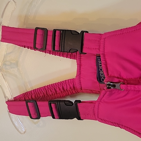 Snow Overalls Girl 6X Pink Zip Adjustable Straps CHEROKEE - Picture 2 of 9